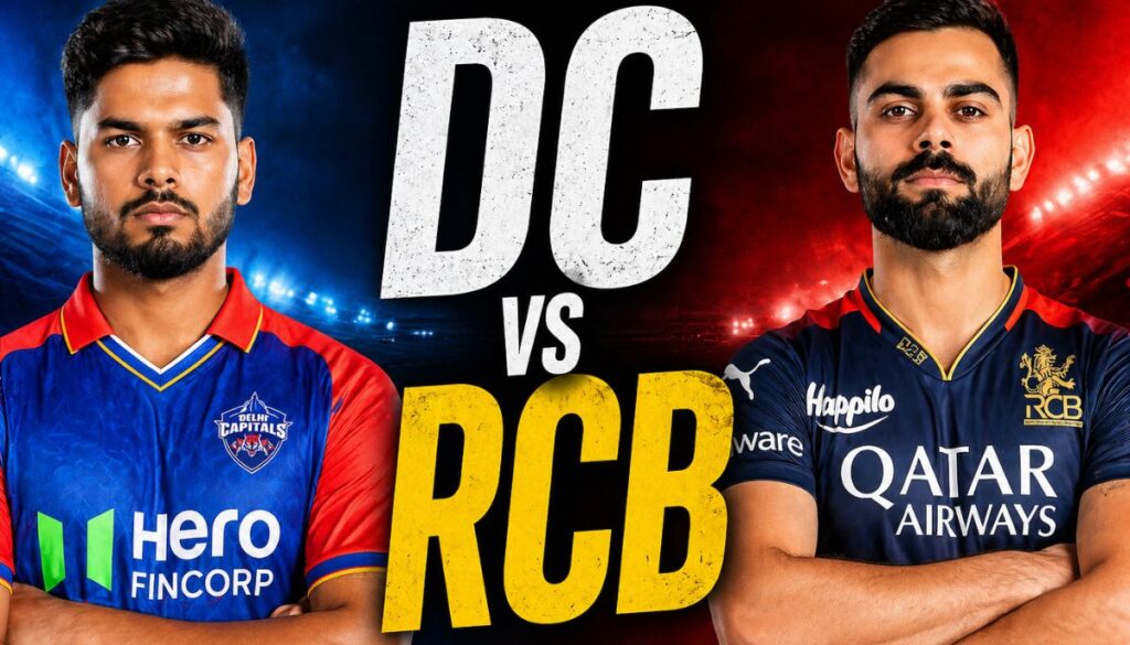 Current image: DC vs RCB today match 2026 prediction pitch report playing 11 IPL match Delhi vs Bangalore