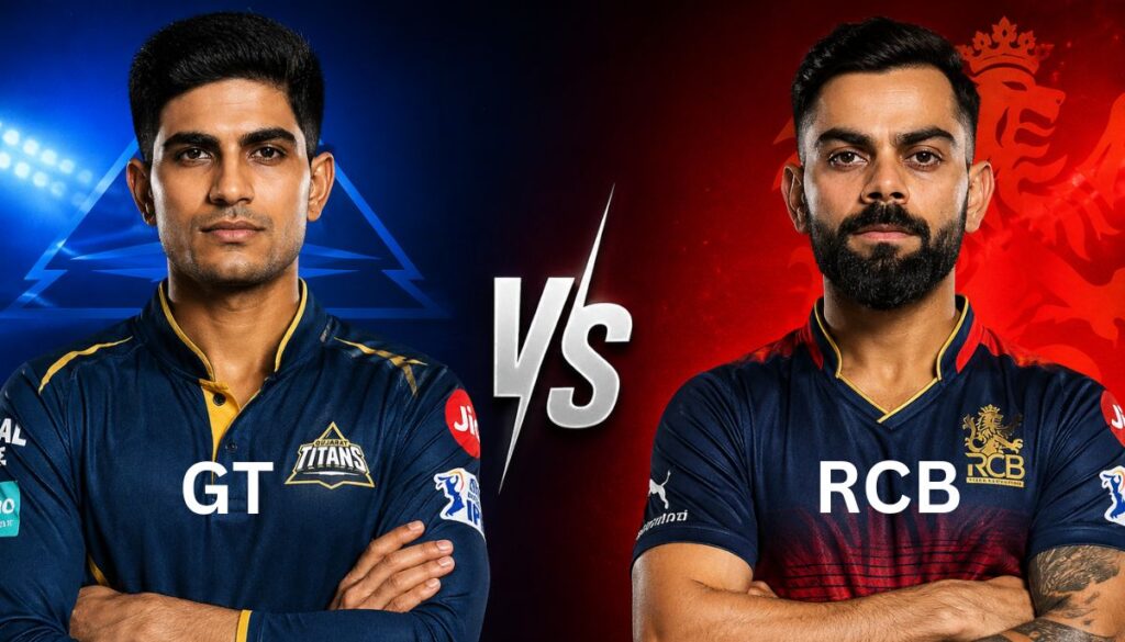 Current image: GT vs RCB Kohli vs Gill today match IPL 2026