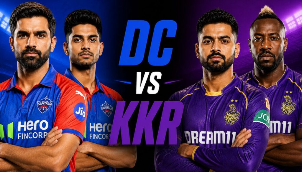 Current image: DC vs KKR IPL 2026 match players Delhi Capitals vs Kolkata Knight Riders