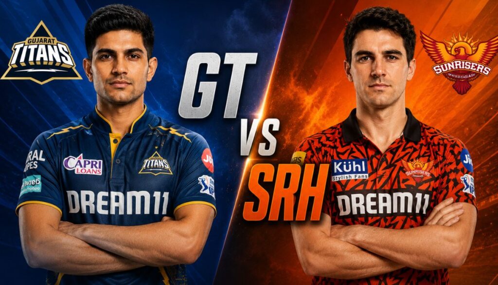GT vs SRH IPL 2026 मैच पोस्टर में शुभमन गिल और अभिषेक शर्मा