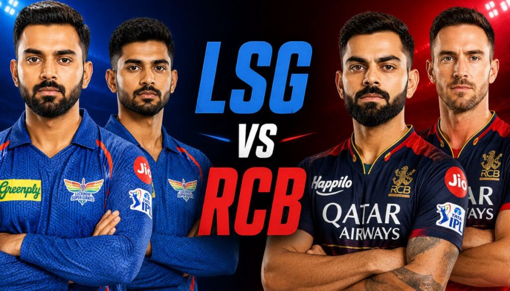 Current image: LSG vs RCB IPL 2026 match players Lucknow Super Giants vs Royal Challengers Bengaluru